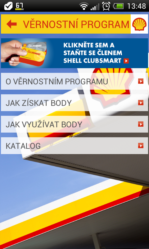 Ukázka z aplikace Shell Motorist